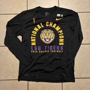 Nike LSU 2019 National Champions Men's Large Black Dri-FIT Long Sleeve